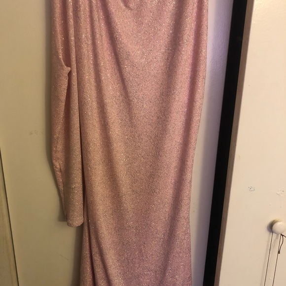 Pink Glitter One sleeve Mermaids Prom Dress - Picture 3 of 3